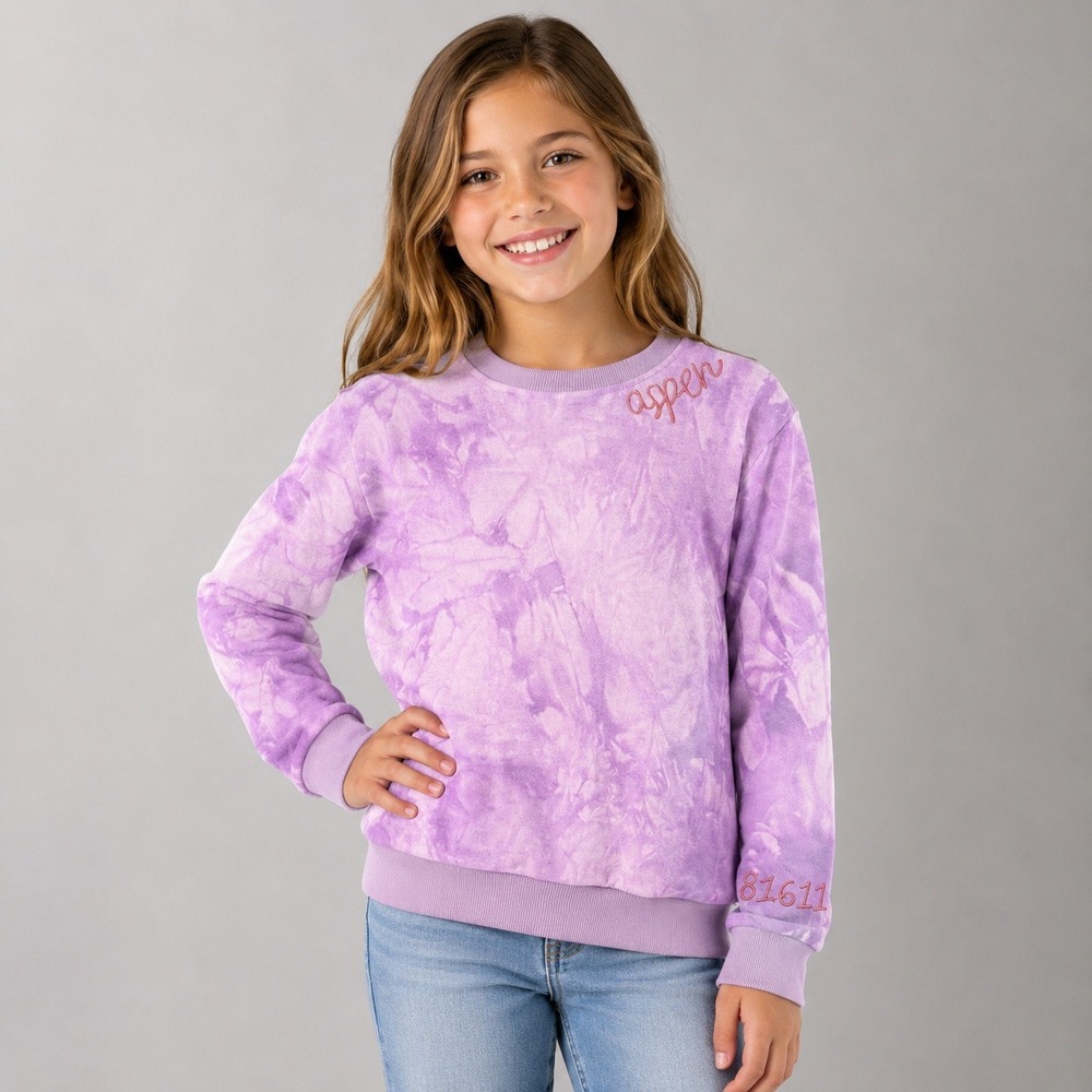 Monkeys Aspen Purple Tie Dye Sweatshirt Embroidered 81611 Size 12 NWT